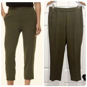 Aritzia Wilfred Darontal High Waist Pants Pull On Pockets Cropped Olive Green 4